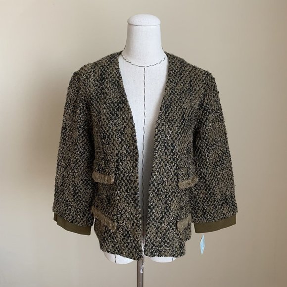 NWT Vintage 60s Saks Fifth Ave Classic Jacket Nubby Knit Blazer Open Front - Picture 1 of 12